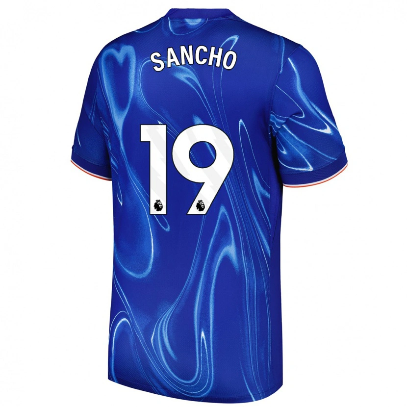 Danxen Kinderen Jadon Sancho #19 Blauw Wit Thuisshirt Thuistenue 2024/25 T-Shirt