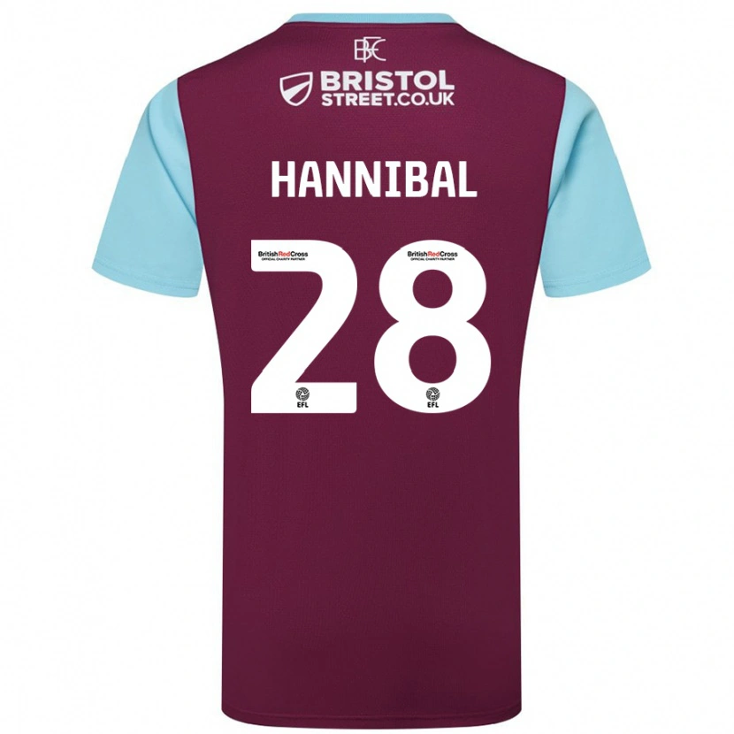 Danxen Kinderen Hannibal #28 Bordeauxrood Hemelsblauw Thuisshirt Thuistenue 2024/25 T-Shirt