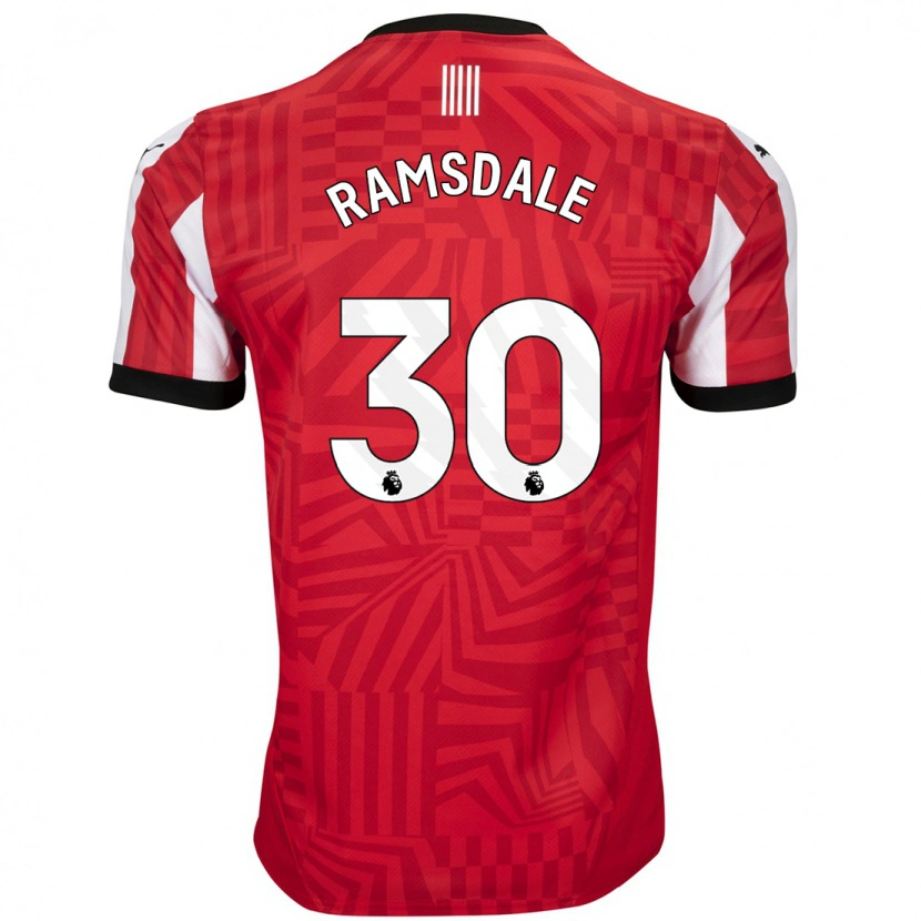 Danxen Kinderen Aaron Ramsdale #30 Rood Wit Thuisshirt Thuistenue 2024/25 T-Shirt