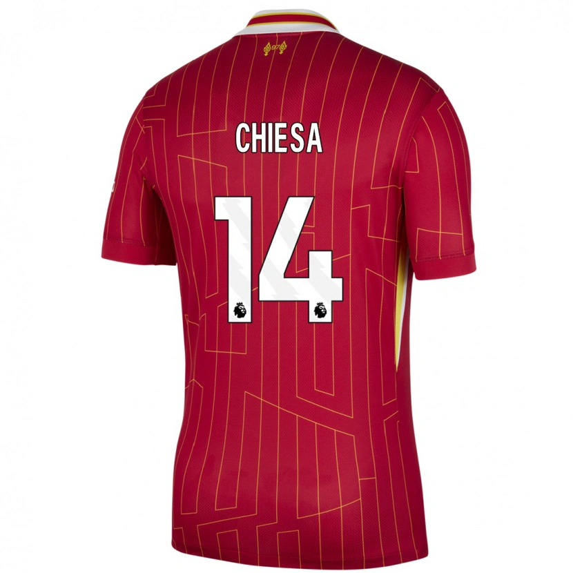 Danxen Kinderen Federico Chiesa #14 Rood Geel Wit Thuisshirt Thuistenue 2024/25 T-Shirt