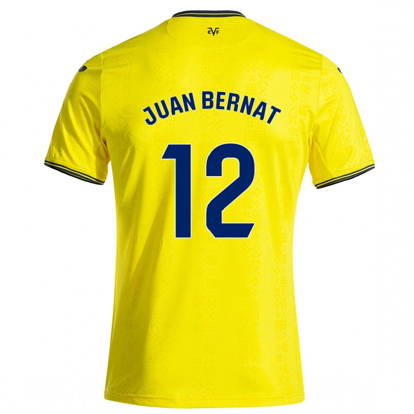 Danxen Kinderen Juan Bernat #12 Geel Zwart Thuisshirt Thuistenue 2024/25 T-Shirt