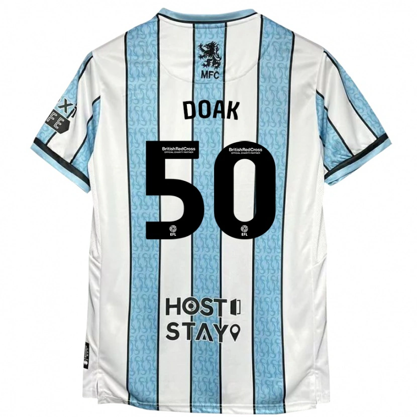 Danxen Kinderen Ben Doak #50 Witblauw Uitshirt Uittenue 2024/25 T-Shirt