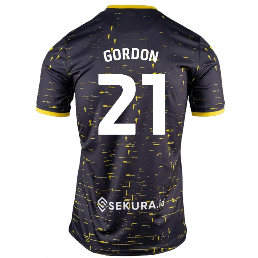 Danxen Kinderen Kaide Gordon #21 Zwart Geel Uitshirt Uittenue 2024/25 T-Shirt