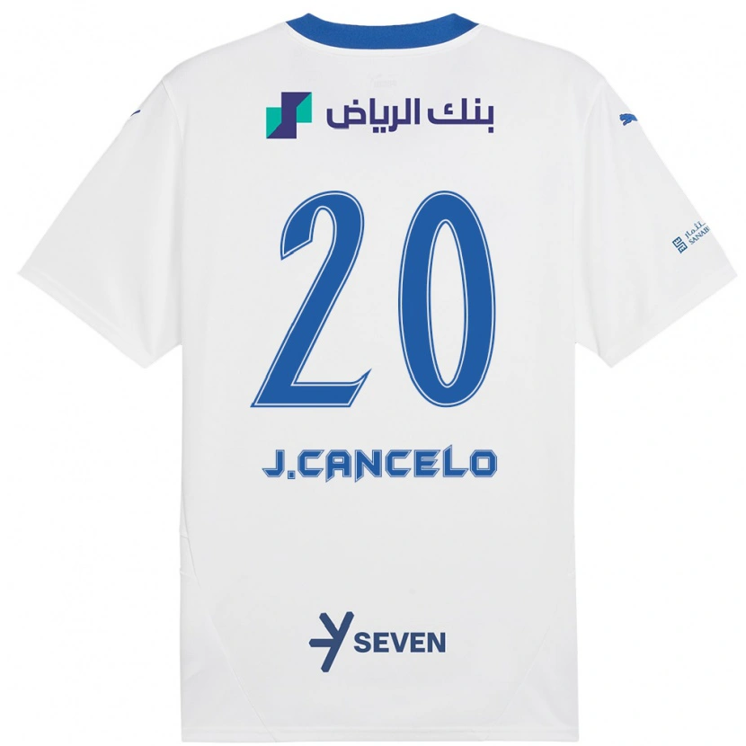 Danxen Kinderen João Cancelo #20 Wit Blauw Uitshirt Uittenue 2024/25 T-Shirt