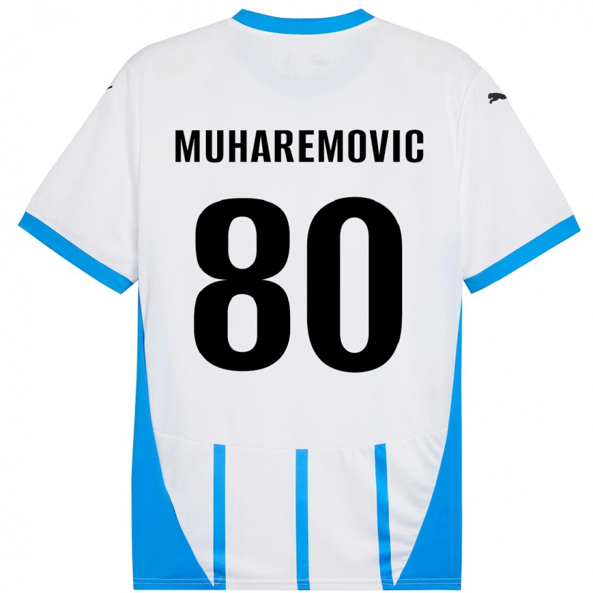 Danxen Kinderen Tarik Muharemovic #80 Wit Blauw Uitshirt Uittenue 2024/25 T-Shirt