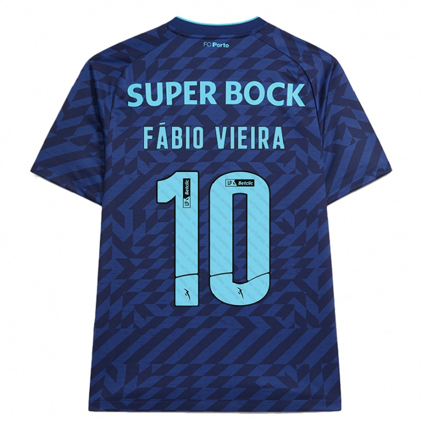 Danxen Kinderen Fábio Vieira #10 Marineblauw Thuisshirt Derde Tenue 2024/25 T-Shirt