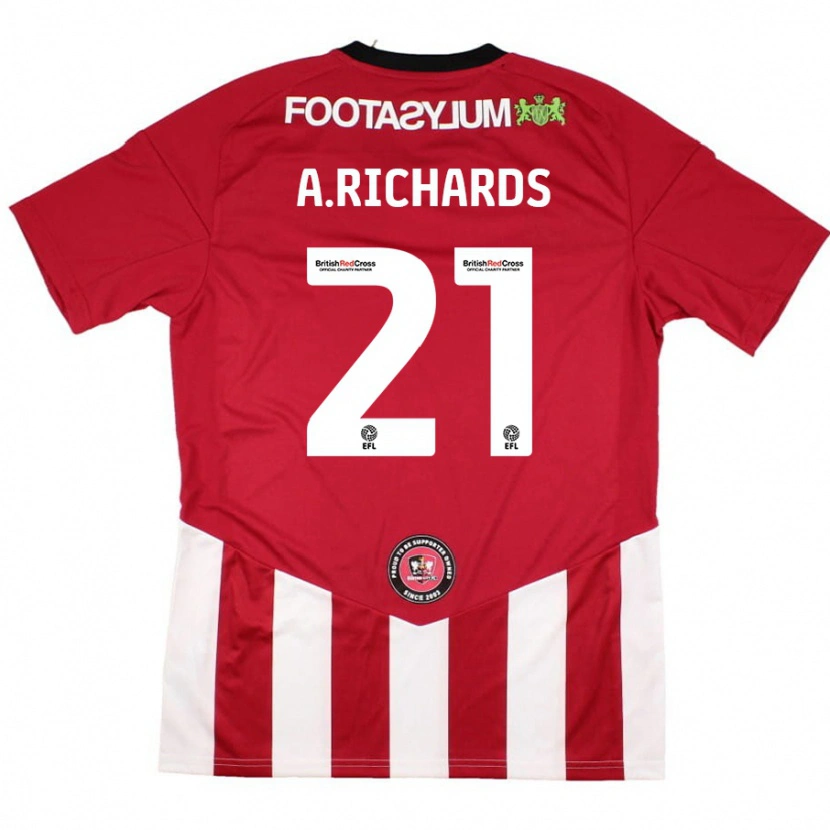 Danxen Kinderen Amani Richards #21 Rood Wit Thuisshirt Thuistenue 2024/25 T-Shirt