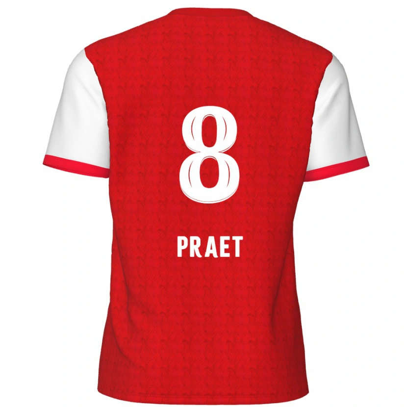 Danxen Kinderen Dennis Praet #8 Rood Wit Thuisshirt Thuistenue 2024/25 T-Shirt