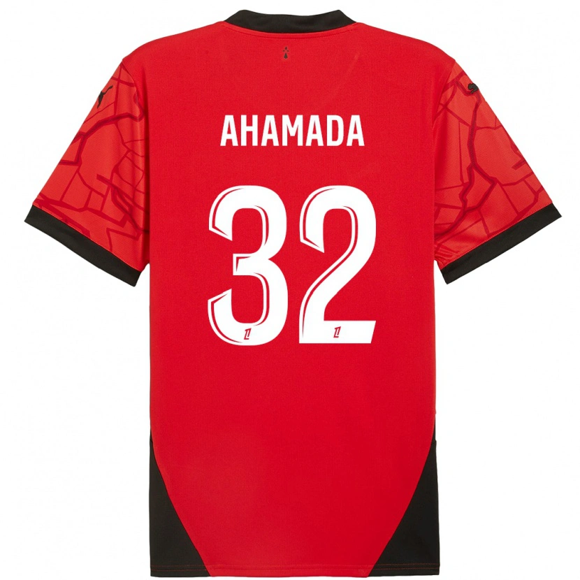 Danxen Kinderen Naouirou Ahamada #32 Rood Zwart Thuisshirt Thuistenue 2024/25 T-Shirt