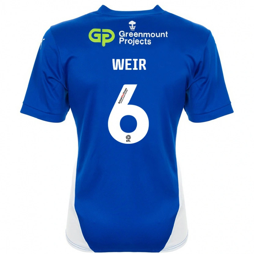 Danxen Kinderen Jensen Weir #6 Blauw Wit Thuisshirt Thuistenue 2024/25 T-Shirt