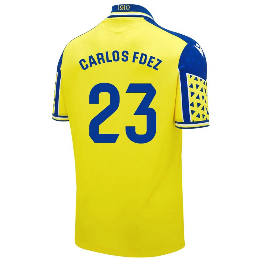 Danxen Kinderen Carlos Fernández #23 Geel Blauw Thuisshirt Thuistenue 2024/25 T-Shirt