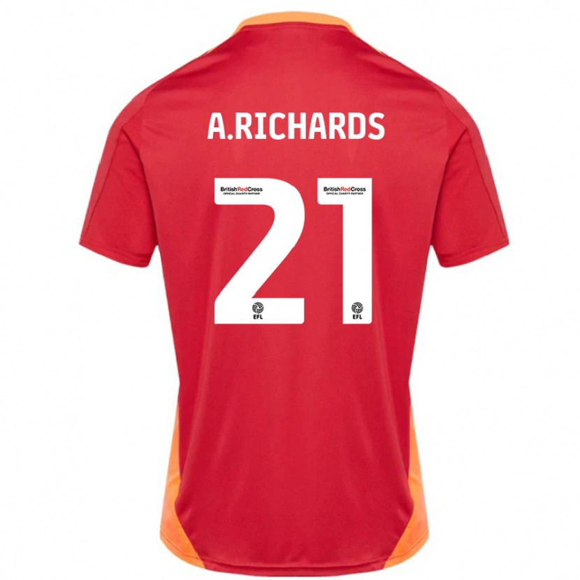 Danxen Kinderen Amani Richards #21 Blauw Gebroken Wit Uitshirt Uittenue 2024/25 T-Shirt