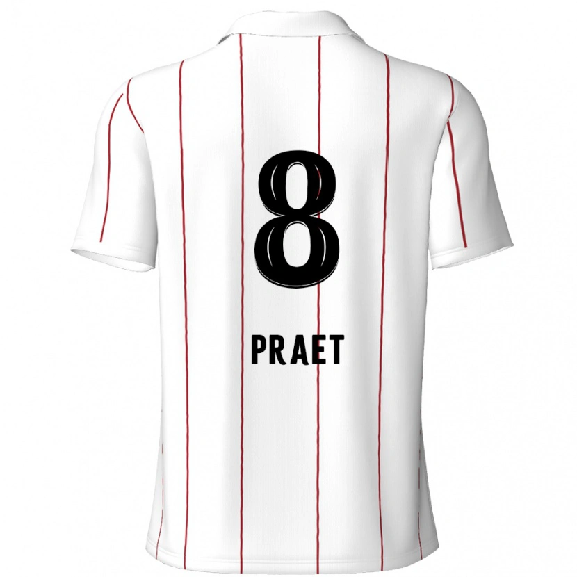 Danxen Kinderen Dennis Praet #8 Wit Zwart Uitshirt Uittenue 2024/25 T-Shirt