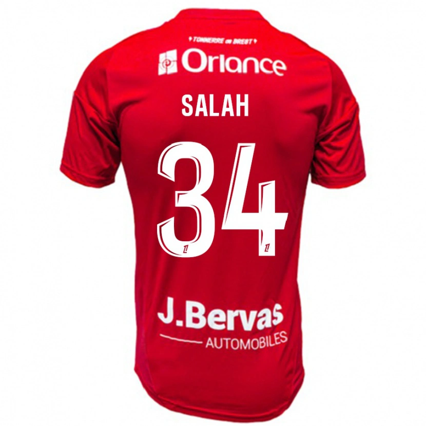 Danxen Kinderen Ibrahim Salah #34 Rood Wit Thuisshirt Thuistenue 2024/25 T-Shirt