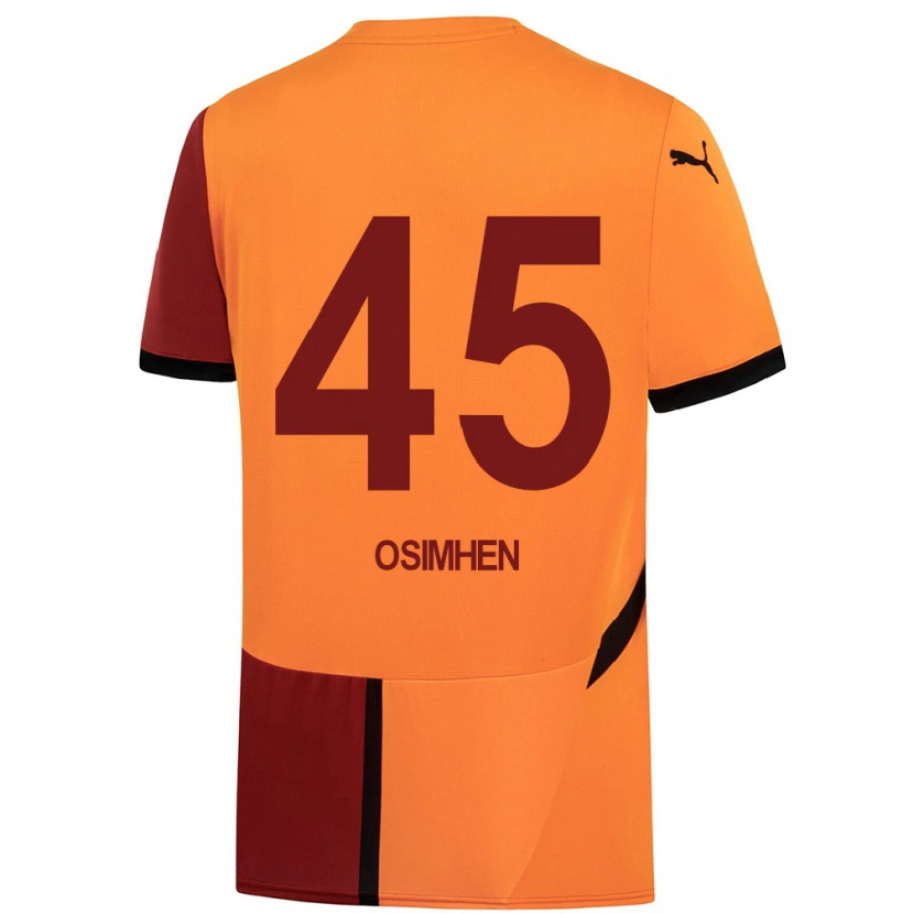 Danxen Kinderen Victor Osimhen #45 Geel Rood Thuisshirt Thuistenue 2024/25 T-Shirt