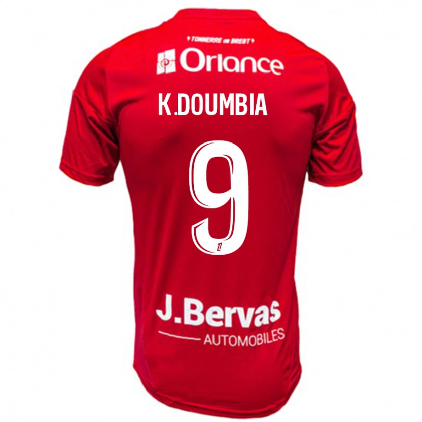 Danxen Kinderen Kamory Doumbia #9 Rood Wit Thuisshirt Thuistenue 2024/25 T-Shirt