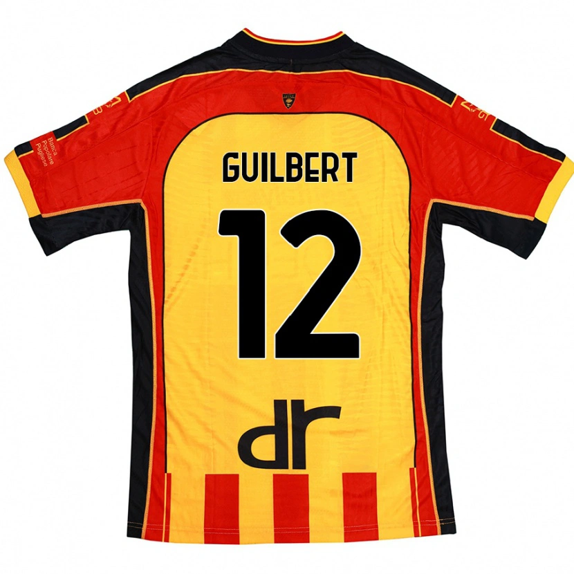 Danxen Kinderen Frédéric Guilbert #12 Geel Rood Thuisshirt Thuistenue 2024/25 T-Shirt