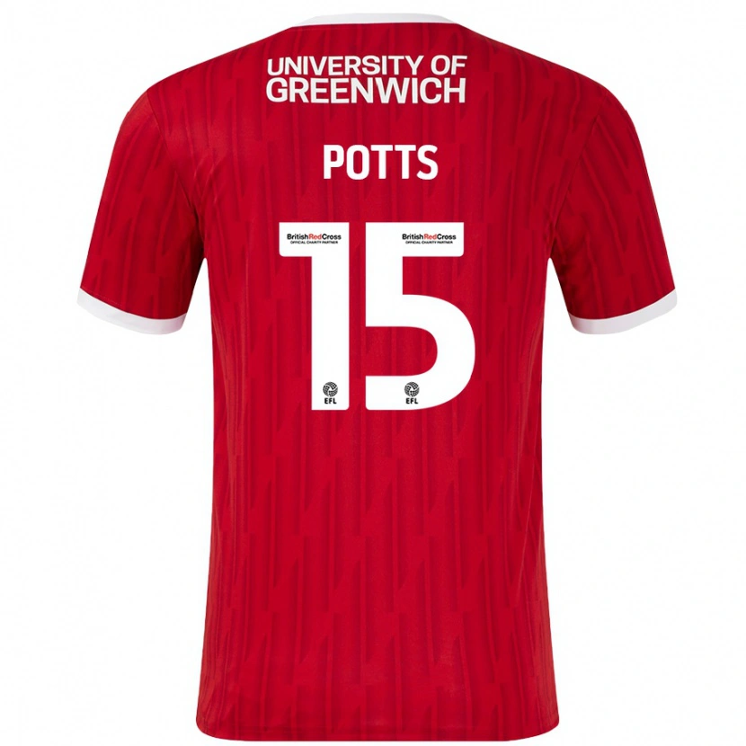 Danxen Kinderen Dan Potts #15 Rood Wit Thuisshirt Thuistenue 2024/25 T-Shirt