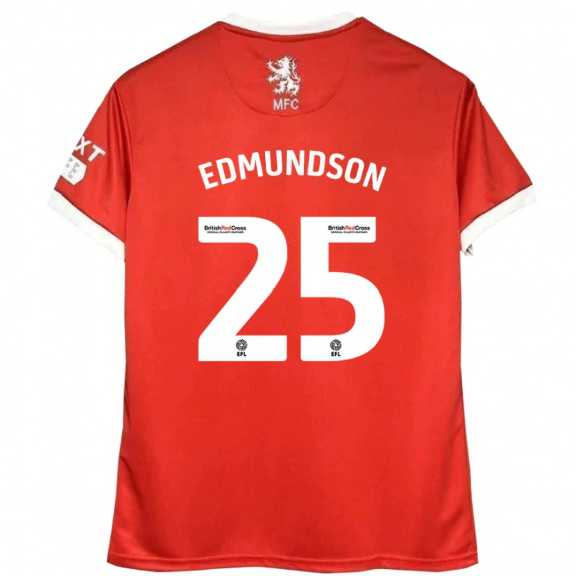 Danxen Kinderen George Edmundson #25 Rood Wit Thuisshirt Thuistenue 2024/25 T-Shirt