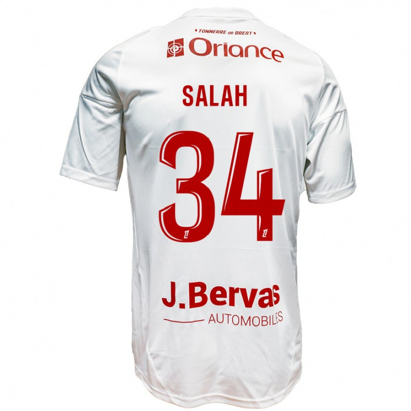 Danxen Kinderen Ibrahim Salah #34 Wit Rood Uitshirt Uittenue 2024/25 T-Shirt