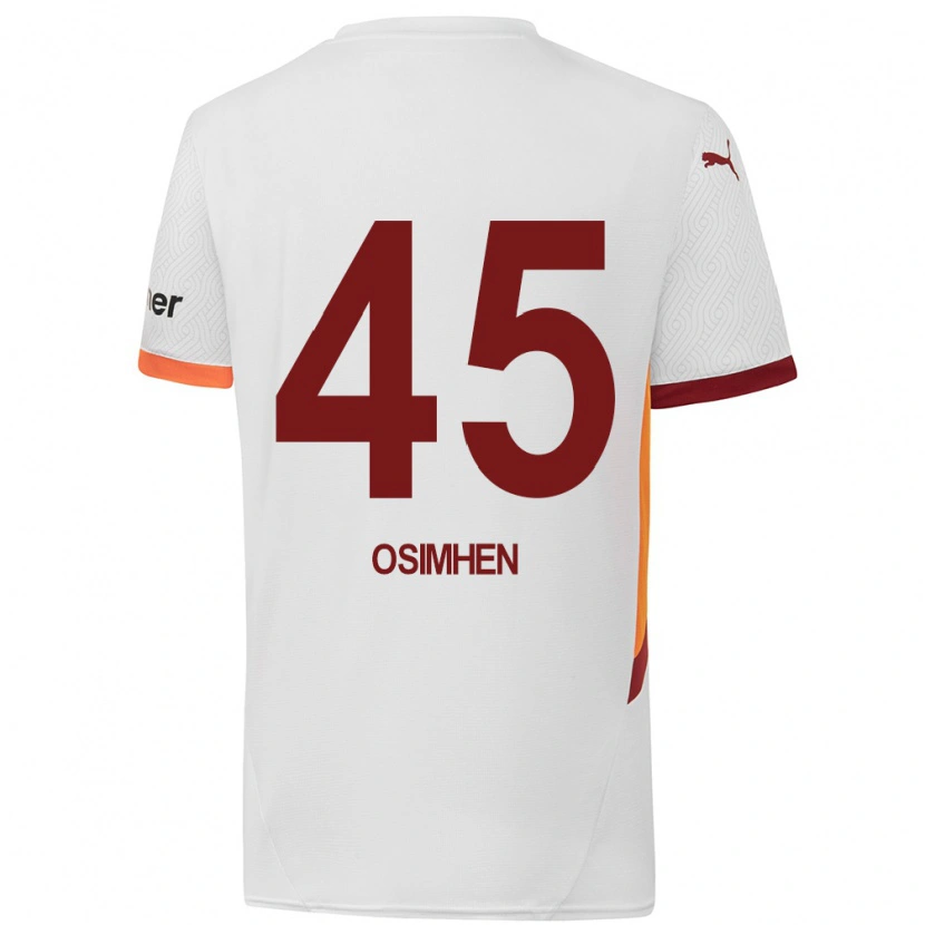 Danxen Kinderen Victor Osimhen #45 Wit Geel Rood Uitshirt Uittenue 2024/25 T-Shirt