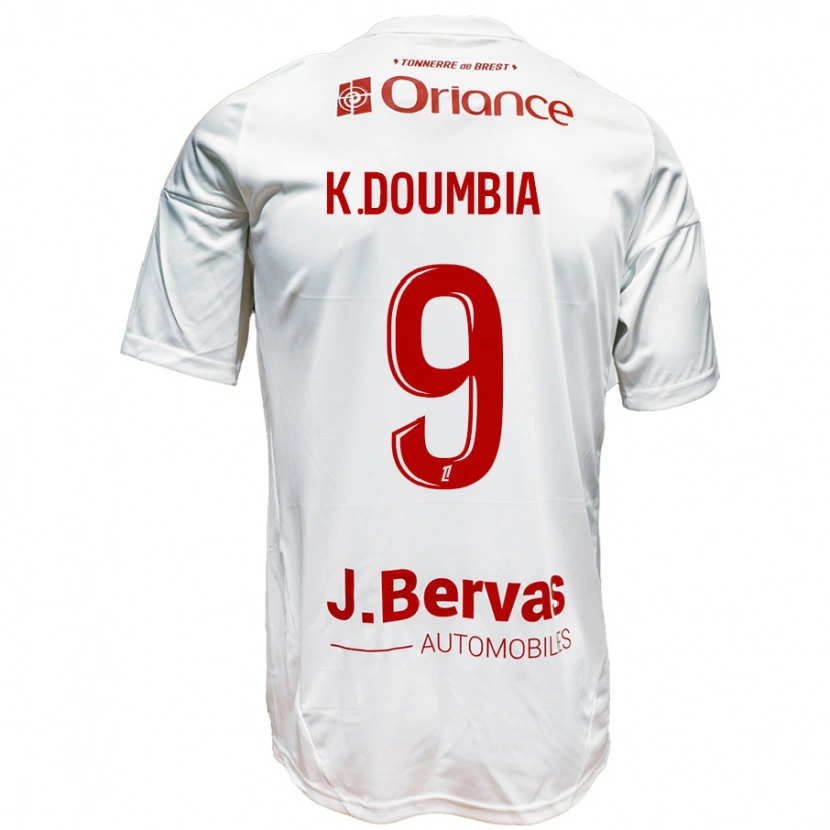 Danxen Kinderen Kamory Doumbia #9 Wit Rood Uitshirt Uittenue 2024/25 T-Shirt