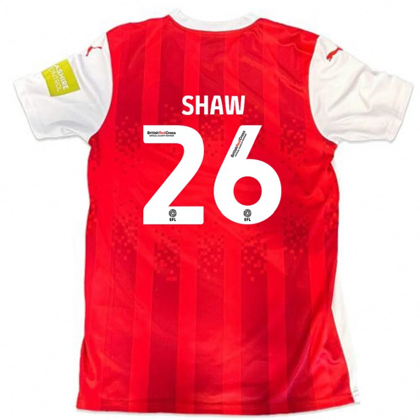 Danxen Kinderen Liam Shaw #26 Rood Wit Thuisshirt Thuistenue 2024/25 T-Shirt