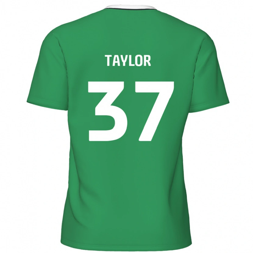 Danxen Kinderen Caleb Taylor #37 Groen Witte Strepen Uitshirt Uittenue 2024/25 T-Shirt