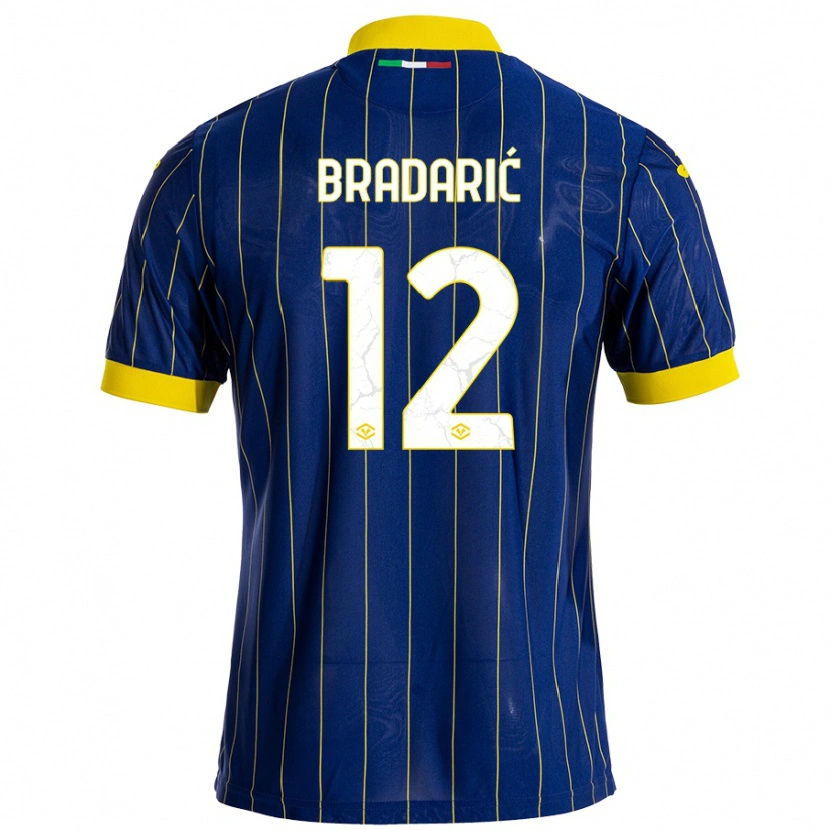 Danxen Kinderen Domagoj Bradarić #12 Blauw Geel Thuisshirt Thuistenue 2024/25 T-Shirt