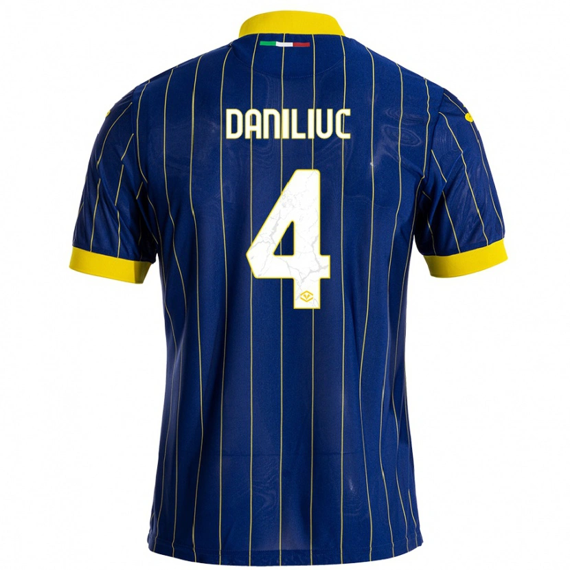 Danxen Kinderen Flavius Daniliuc #4 Blauw Geel Thuisshirt Thuistenue 2024/25 T-Shirt