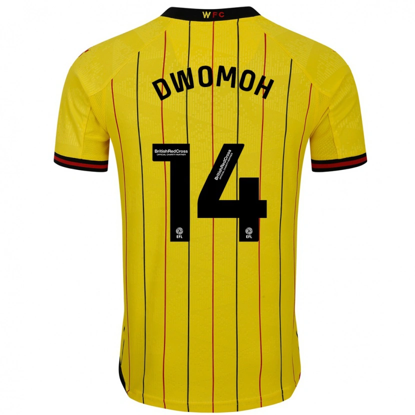 Danxen Kinderen Pierre Dwomoh #14 Geel Zwart Thuisshirt Thuistenue 2024/25 T-Shirt