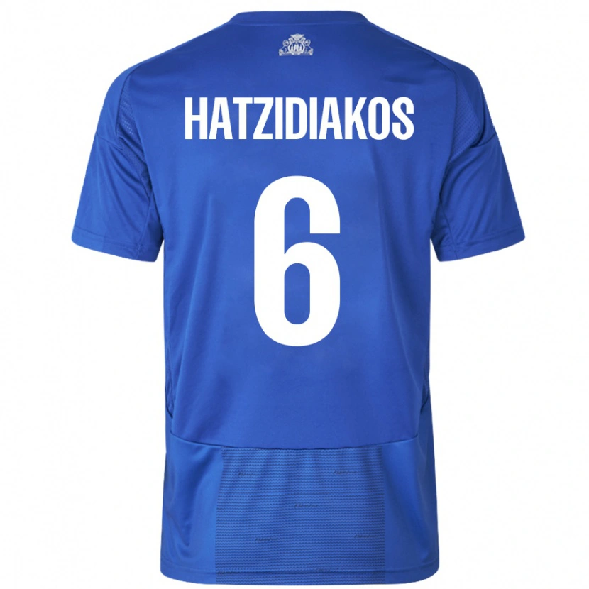 Danxen Kinderen Pantelis Hatzidiakos #6 Wit Blauw Uitshirt Uittenue 2024/25 T-Shirt