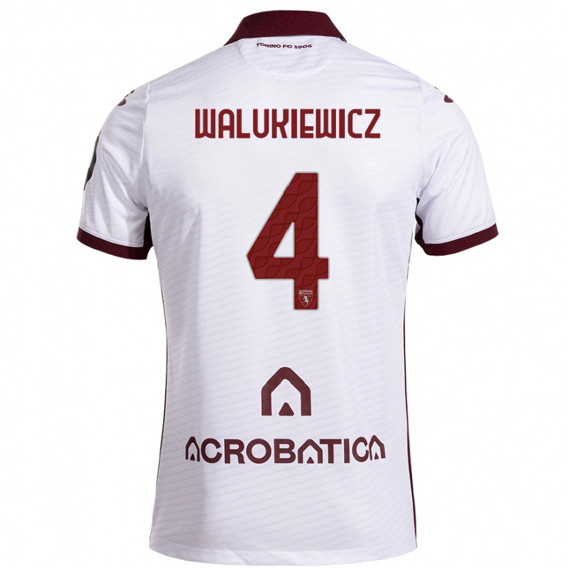 Danxen Kinderen Sebastian Walukiewicz #4 Wit Kastanjebruin Uitshirt Uittenue 2024/25 T-Shirt