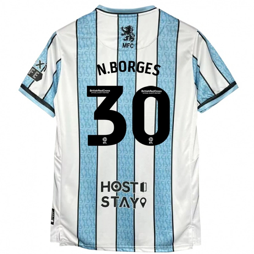 Danxen Kinderen Neto Borges #30 Witblauw Uitshirt Uittenue 2024/25 T-Shirt