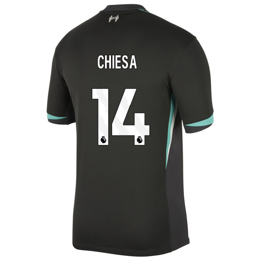 Danxen Heren Federico Chiesa #14 Zwart Antraciet Wit Uitshirt Uittenue 2024/25 T-Shirt