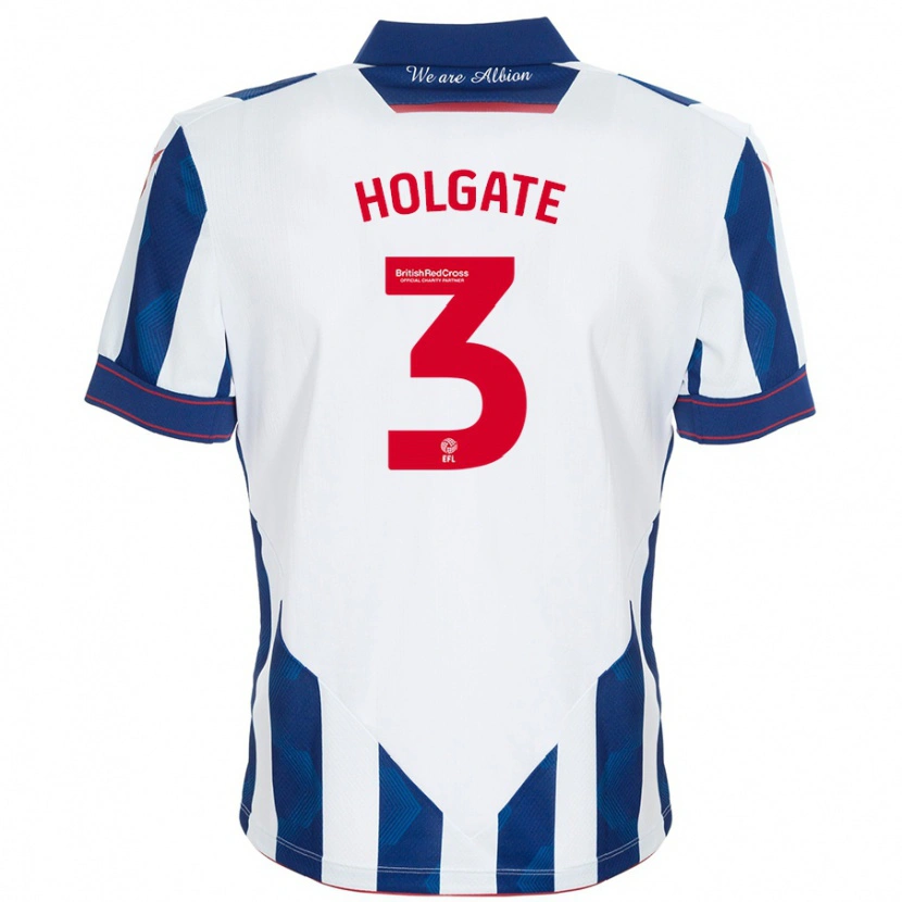 Danxen Heren Mason Holgate #3 Wit Donkerblauw Thuisshirt Thuistenue 2024/25 T-Shirt