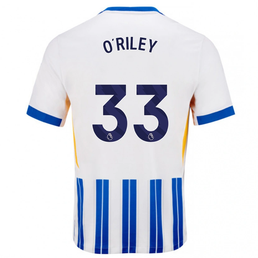 Danxen Heren Matt O'riley #33 Wit Blauwe Krijtstrepen Thuisshirt Thuistenue 2024/25 T-Shirt