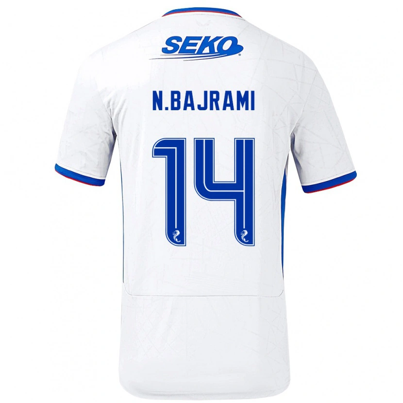 Danxen Dames Nedim Bajrami #14 Wit Blauw Uitshirt Uittenue 2024/25 T-Shirt