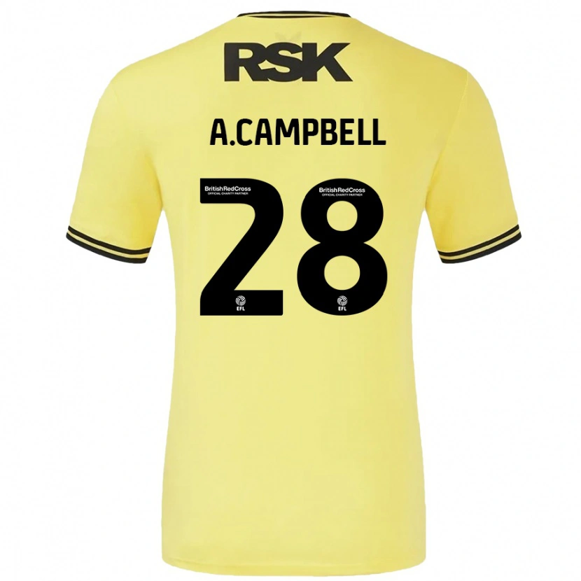 Danxen Dames Allan Campbell #28 Geel Zwart Uitshirt Uittenue 2024/25 T-Shirt