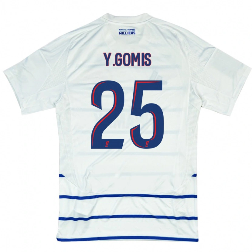 Danxen Dames Yoni Gomis #25 Wit Blauw Uitshirt Uittenue 2024/25 T-Shirt